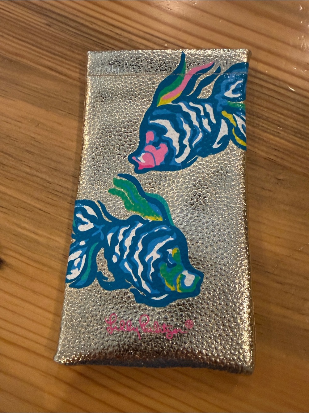 Lilly Pulitzer Fish Print Sunglasses Case with Blue, Pink & Green Accents